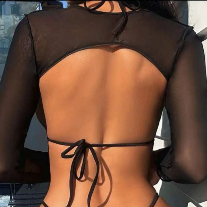 Dvodijelni split bikini s jastučićima za prsa, brzo se sušeći poliester, visoka elastičnost, bez leđa