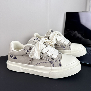 Мъжки маратонки в корейски стил, канвас горна част, гумена подметка, нисък профил, връзки, вулканизирана конструкция