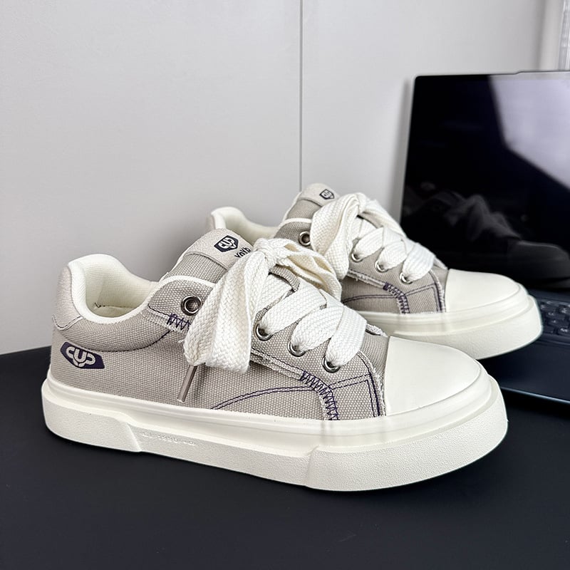 Мъжки маратонки в корейски стил, канвас горна част, гумена подметка, нисък профил, връзки, вулканизирана конструкция