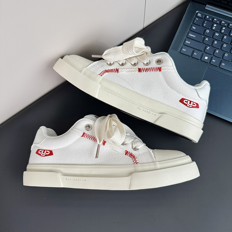 Мъжки маратонки в корейски стил, канвас горна част, гумена подметка, нисък профил, връзки, вулканизирана конструкция