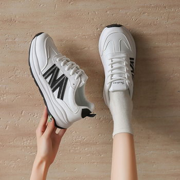 Pantofi casual pentru femei din PU, vârf rotund, închidere cu șiret în față, căptușeală respirabilă