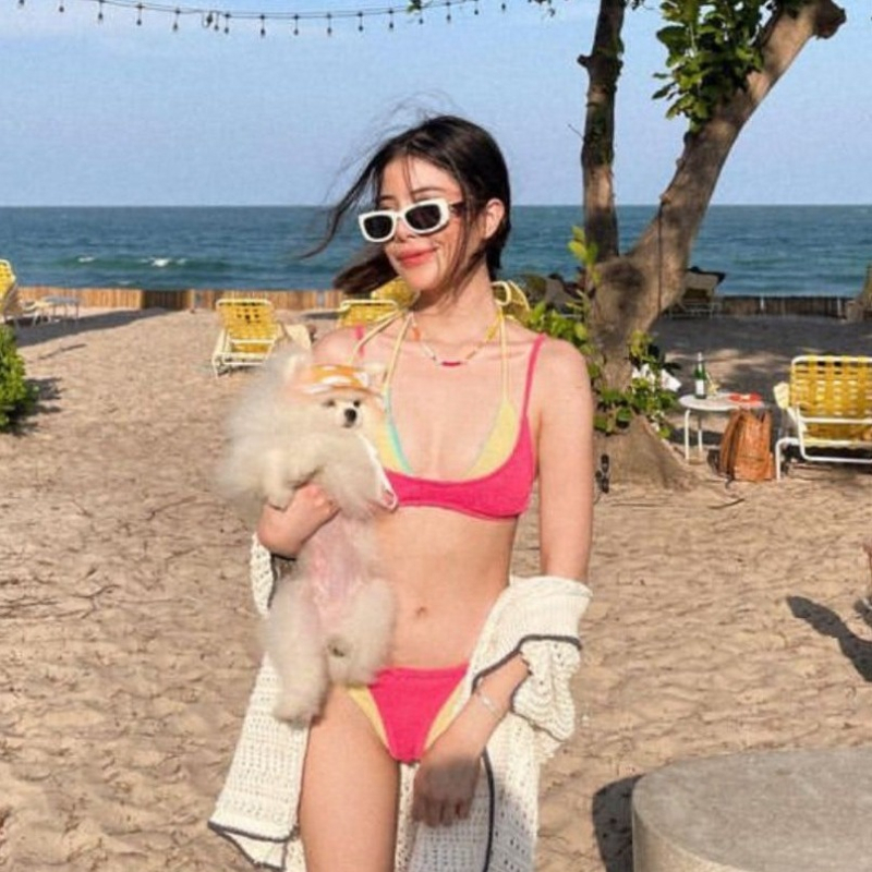 SNM ženski kupaći kostim, četverodijelni split bikini set, visok struk, otvorena leđa, seksi kroj; materijal najlon-spandeks