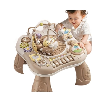 Edukativni stol za igru za bebe i malu djecu, višefunkcionalan plastični stol za unutarnju upotrebu, s kartama društvenih igara, uzrast 0–3 godina