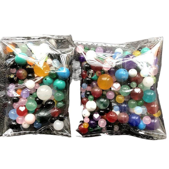 Amestec de mărgele calcedonie și agată — mărgele rotunde, ambalate, semifinisate