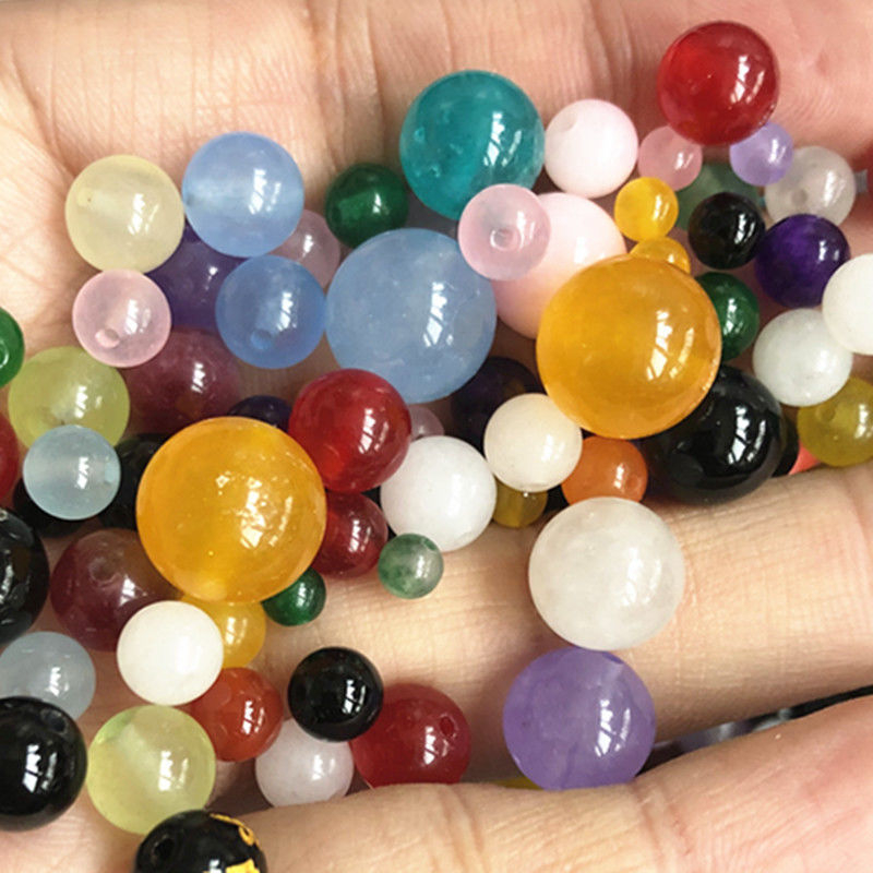 Amestec de mărgele calcedonie și agată — mărgele rotunde, ambalate, semifinisate