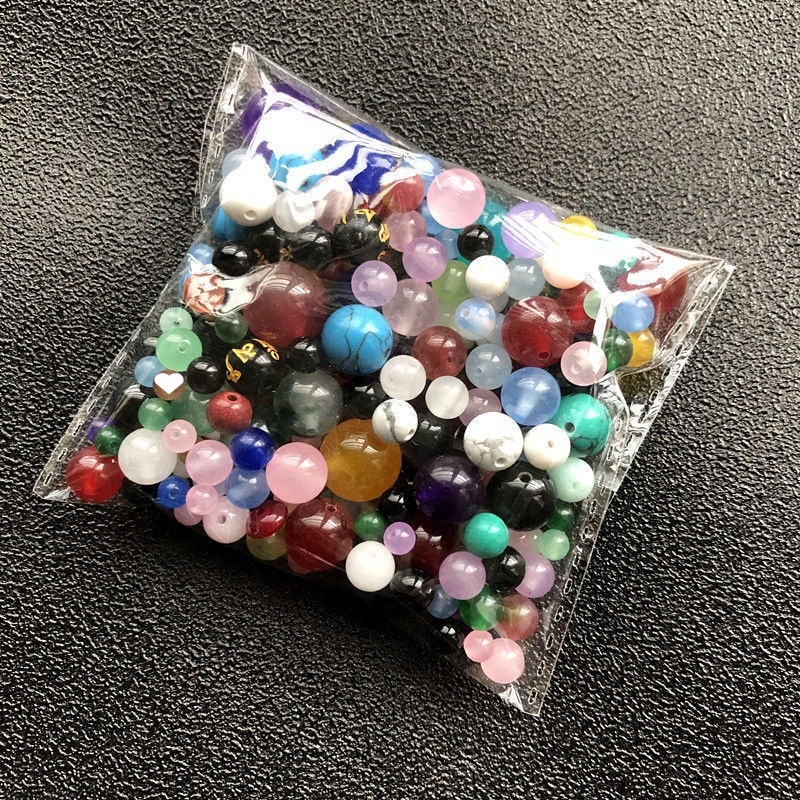 Amestec de mărgele calcedonie și agată — mărgele rotunde, ambalate, semifinisate