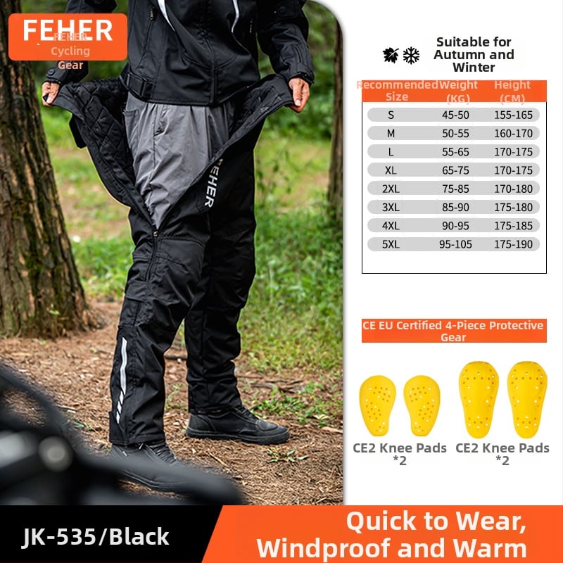 Feher unisex nohavice na motocykel pre jazdu – zima, ochrana proti pádu
