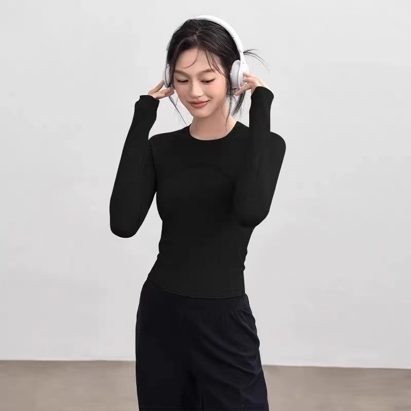 Sievietes jogas tops ar garām piedurknēm, neilona audums, sastāvs 92% neilons + 8% spandekss, tievs griezums