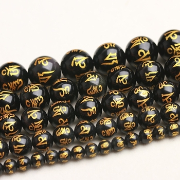 Prirodni brončani crni ahat, polugotove perle s mantrou od šest znakova, slobodne perle za DIY nakit, tibetanski budistički perli