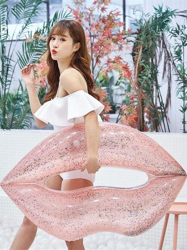 Suaugusiųjų lūpų formos plaukimo žiedas, ekologiškas PVC, 0,18 mm storis, skirtas plaukiojimui ir žingsniavimui vandenyje