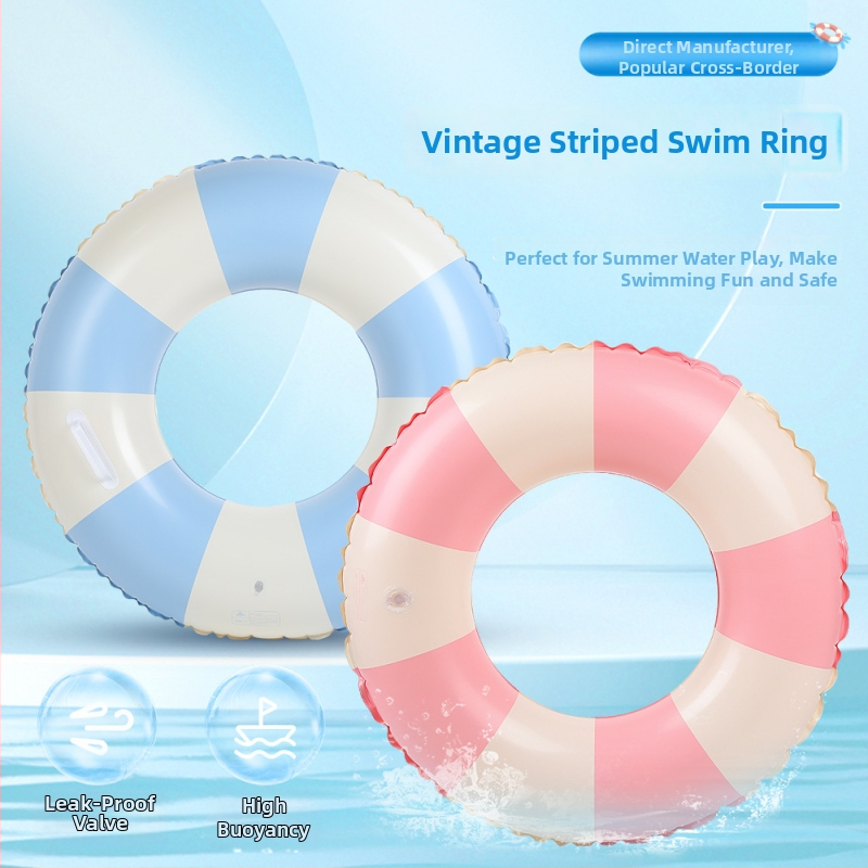Vaikų languotas vienos sluoksnio pripučiamas plaukimo žiedas, PVC storis 22, pažasties atrama, anti-nugriuvimas (3–16 metų)
