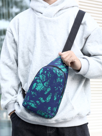 Muška crossbody torba za prsa (Oxford platno, prozračna, geometrijski uzorak, poliester podstava, za slobodno putovanje)