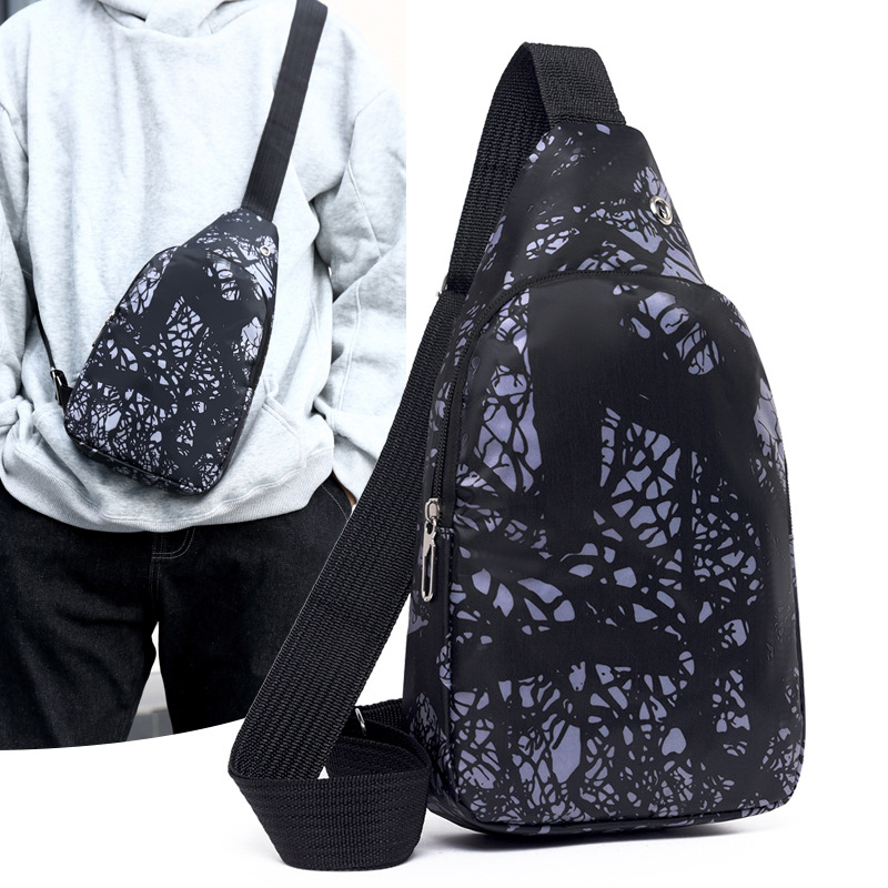 Muška crossbody torba za prsa (Oxford platno, prozračna, geometrijski uzorak, poliester podstava, za slobodno putovanje)