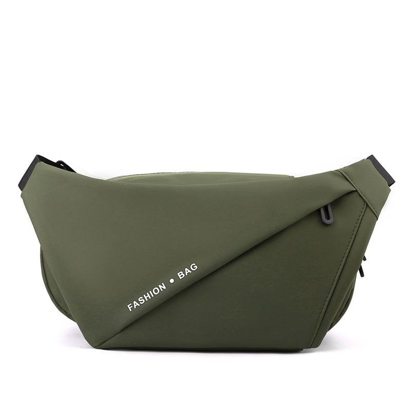 Vyrų krūtinės kišenė crossbody – odos plėvelė, atspari vandeniui, vientisas raštas, poliesterio pamušalas, rudens 2023