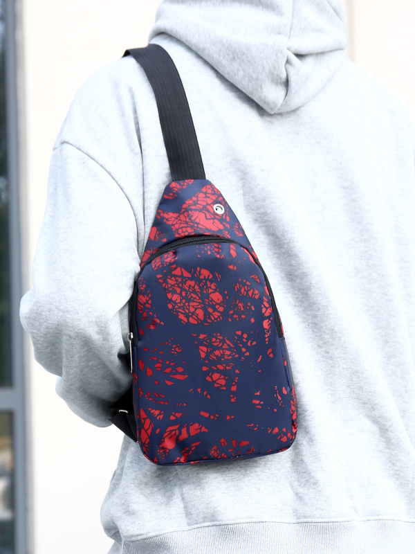 Vīriešu krūtņu soma ar siksnu: ģeometriskais raksts, Oxford audums, elpojoša oderējums no poliester, piemērota brīvdienu ceļojumiem (Materiāls: Oxford audums; Raksts: Ģeometriskais; Oderējums: Poliester; Elpojamība: Jā; Mērķis: Brīvdienu ceļojumi)