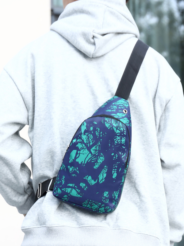 Vīriešu krūtņu soma ar siksnu: ģeometriskais raksts, Oxford audums, elpojoša oderējums no poliester, piemērota brīvdienu ceļojumiem (Materiāls: Oxford audums; Raksts: Ģeometriskais; Oderējums: Poliester; Elpojamība: Jā; Mērķis: Brīvdienu ceļojumi)