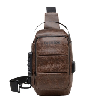 Vīriešu krūšu soma, PU materiāls, ūdensizturīga, poliestera oderde, pavasaris 2024