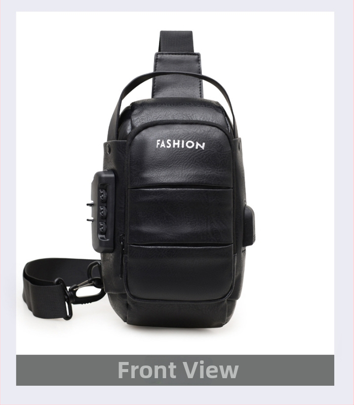 Vīriešu krūšu soma, PU materiāls, ūdensizturīga, poliestera oderde, pavasaris 2024