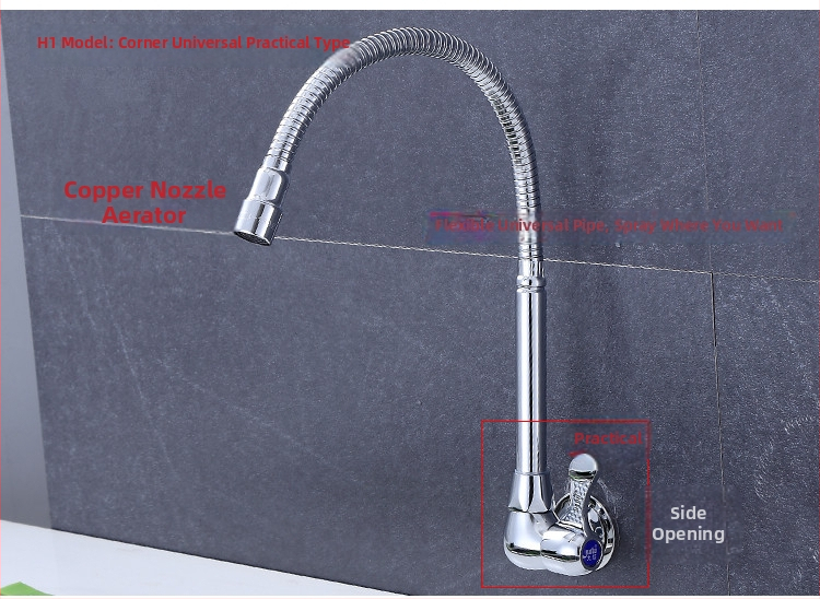 Sienos virtuvės čiaupas, iš gryno vario, pasukamas, elektrinis karšto vandens čiaupas, modelis JT-567