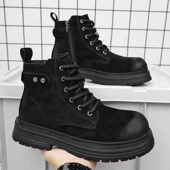 Muške Martin čizme od svinjske kože s gumenom sole, zaobljeni vrh, niski pet (1–3 cm), britanski stil