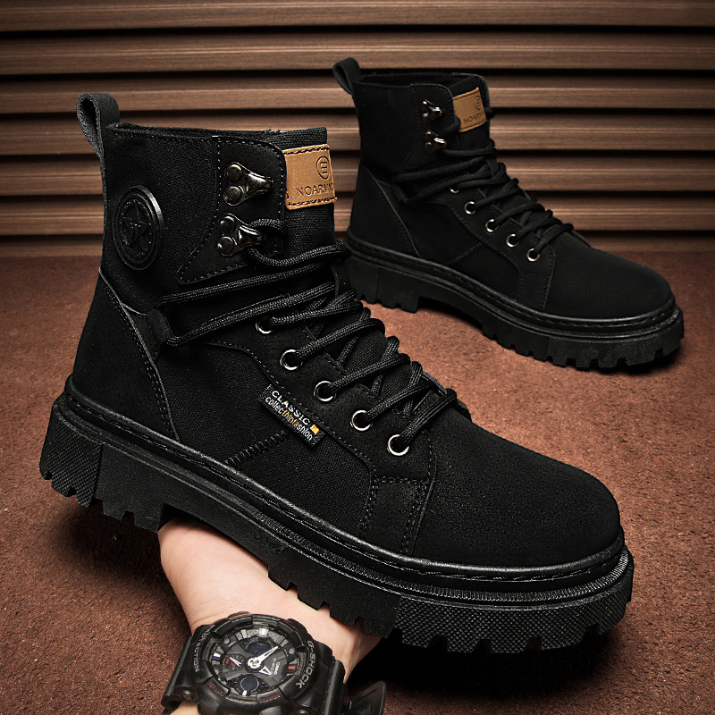 Martin csizmák téli szezonra – velúr felsőrész, vászon vamp, PVC talp, kerek orr