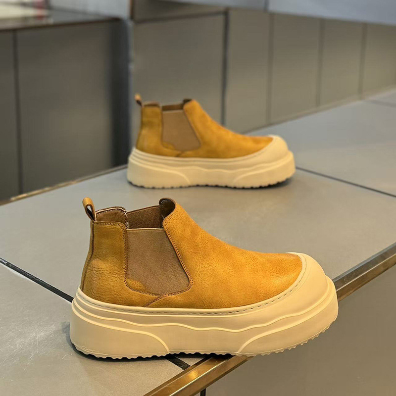 Мъжки ботуши Мартин с височиноповишаваща функция, дебела подметка Goodyear и TPR, средно високо голенище, есен 2025