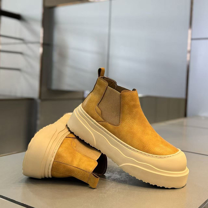 Мъжки ботуши Мартин с височиноповишаваща функция, дебела подметка Goodyear и TPR, средно високо голенище, есен 2025