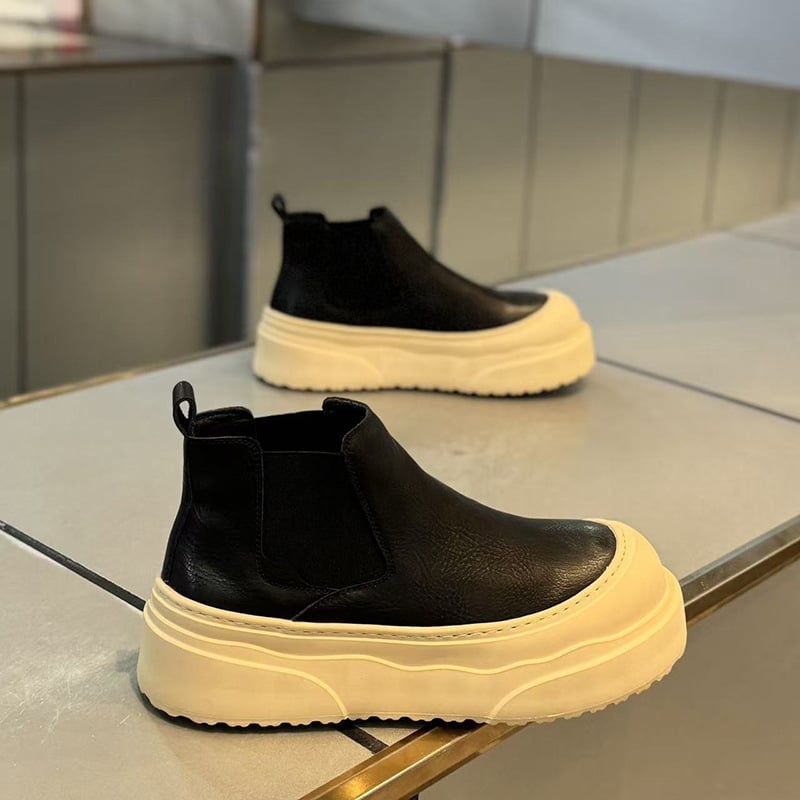 Мъжки ботуши Мартин с височиноповишаваща функция, дебела подметка Goodyear и TPR, средно високо голенище, есен 2025