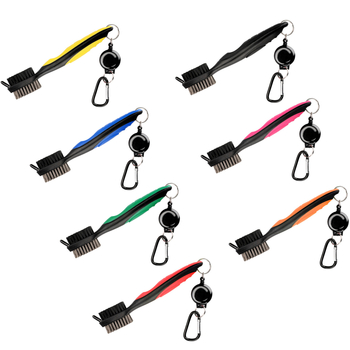 Golf klub- és cipőtisztító ecset tokkal — kétoldalas tisztítófej, műanyagból, logóval testreszabható