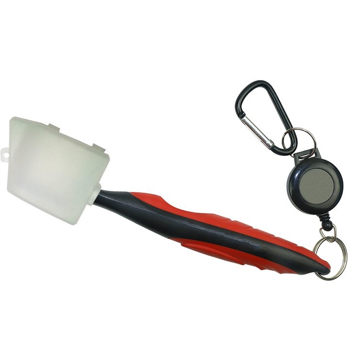 Golf klub- és cipőtisztító ecset tokkal — kétoldalas tisztítófej, műanyagból, logóval testreszabható