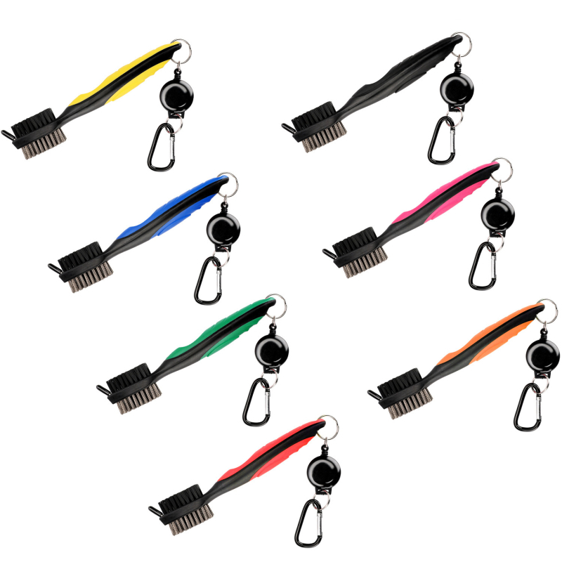 Golf klub- és cipőtisztító ecset tokkal — kétoldalas tisztítófej, műanyagból, logóval testreszabható