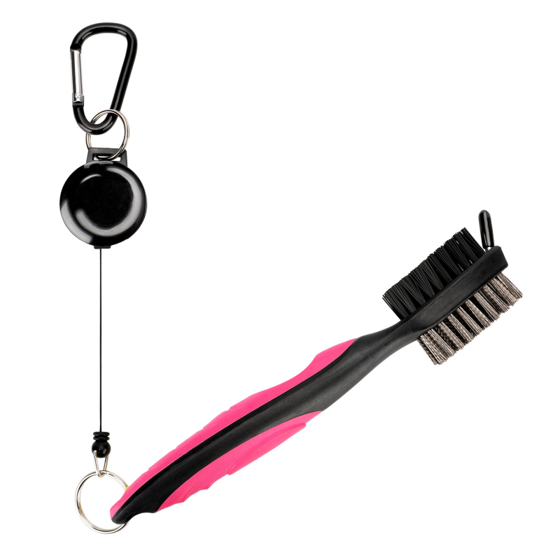 Golf klub- és cipőtisztító ecset tokkal — kétoldalas tisztítófej, műanyagból, logóval testreszabható