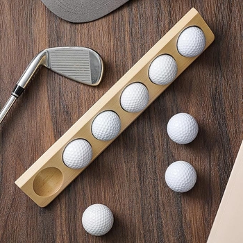 Drveni stalak za golf lopte za izlaganje — zidni, jednoslojni, moderni minimalistički stil