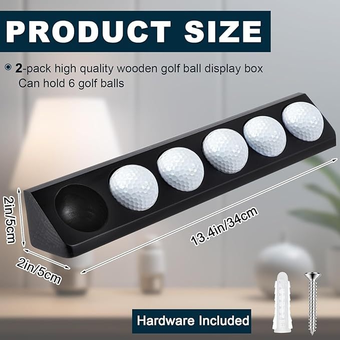 Drveni stalak za golf lopte za izlaganje — zidni, jednoslojni, moderni minimalistički stil