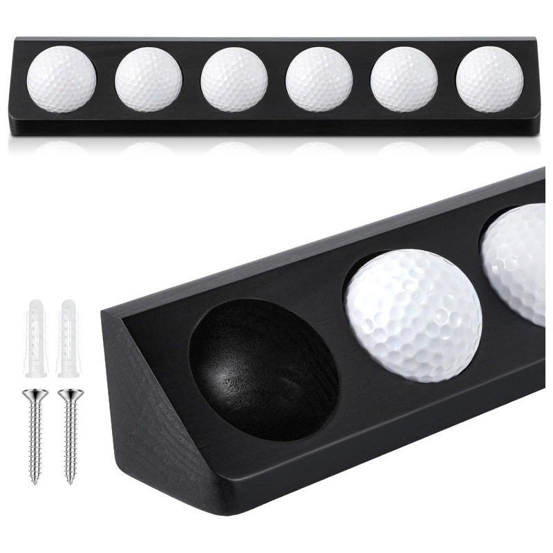Drveni stalak za golf lopte za izlaganje — zidni, jednoslojni, moderni minimalistički stil
