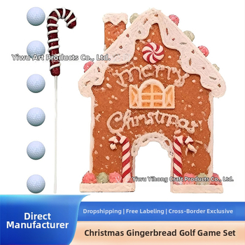 Piparkūku golfa spēļu komplekts Ziemassvētku ballītei – plastmasa, mājas formas dekori, mūsdienu mākslas stils, drukāts dizains
