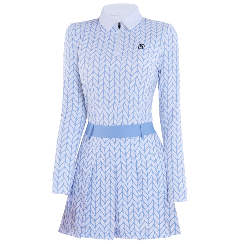 Женски гольф комплект с дълъг ръкав топ и пола за есенно-зимния сезон, полиестер 88%