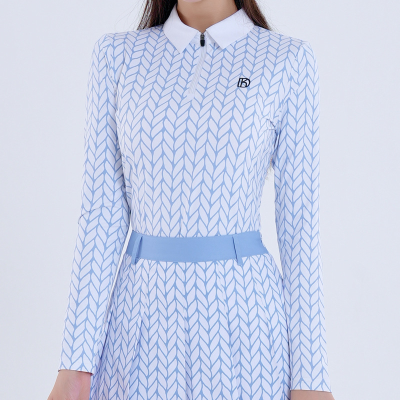 Женски гольф комплект с дълъг ръкав топ и пола за есенно-зимния сезон, полиестер 88%