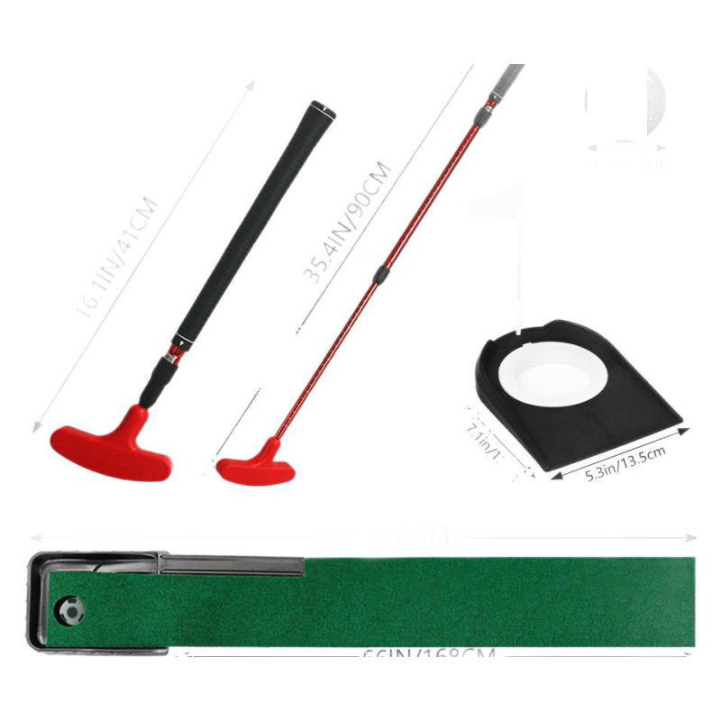 Упражнител за голф патер — портативен мини автоматичен връщач на топката; велурова основа + blister база; отпечатано лого; персонализация налична; HOWTRUE