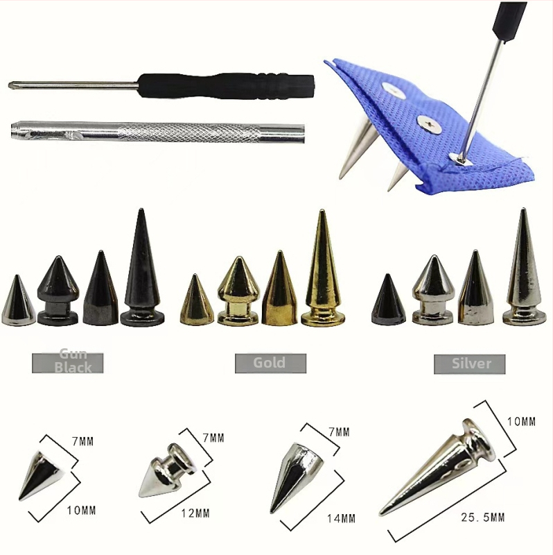 Mogi 80 komplekti cinka sakausējuma koniskās kniedes drēbēm un ādai DIY – dekoratīvās kniedē galviņas un piederumi