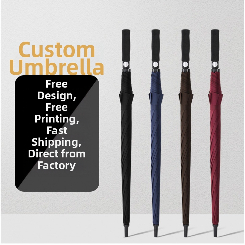 Golf skėtis su 8 pluošto skliaustų, 190T patvarus audinys, EVA rankena, automatinis atidarymas ir uždarymas, logotipo spauda galimas