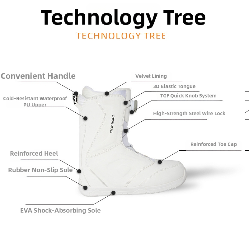 Snowboardové topánky unisex, PU vrch s vodotesnou tkaninou, gumová podrážka, tlmiaca vložka, tepelná izolácia