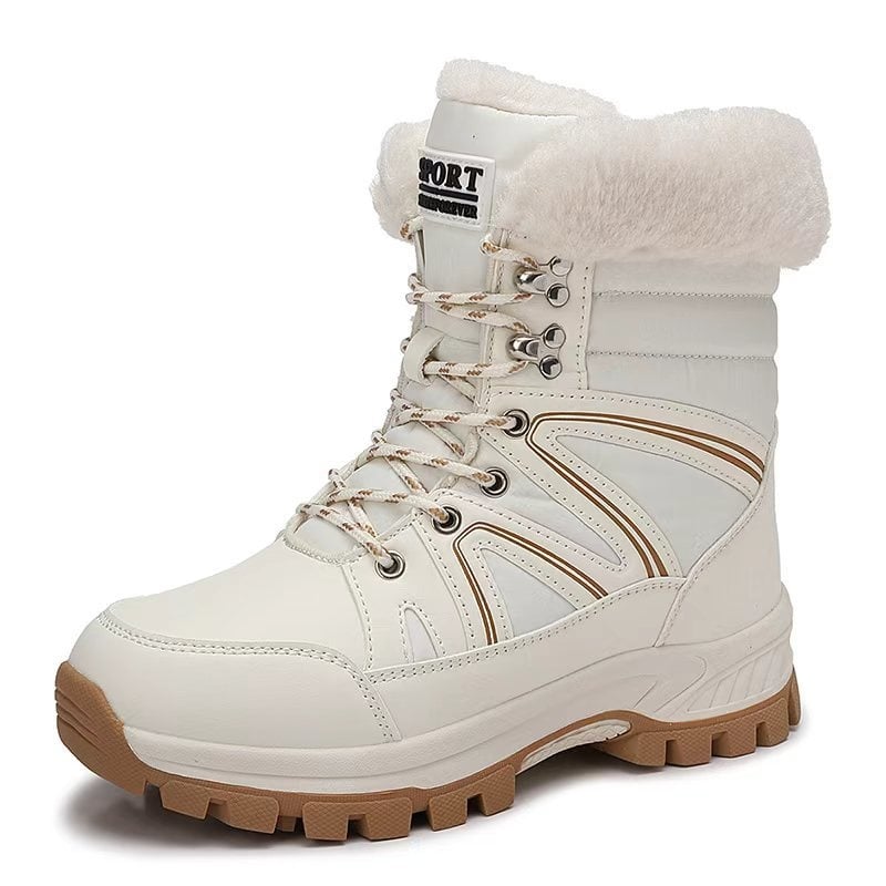 Női téli hócsizma fleece béléssel, középmagas szár, műbőr felsőrész, gumitalp, elöl fűzővel