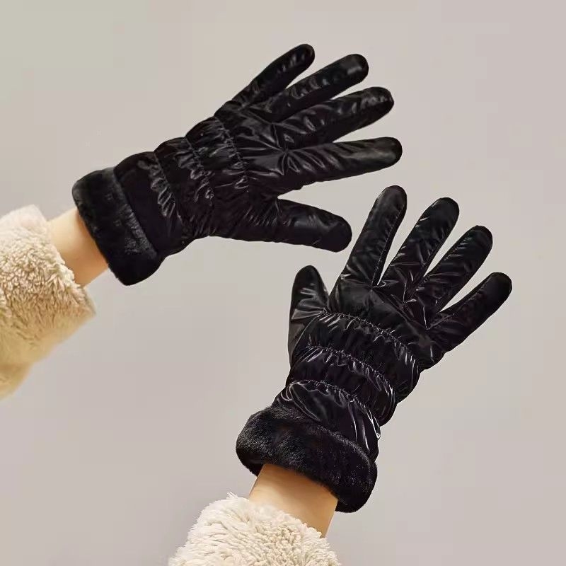 Дамски памучни ръкавици с поларена подплата, удебелени, водоустойчиви, сензорен екран, за колоездене и ски