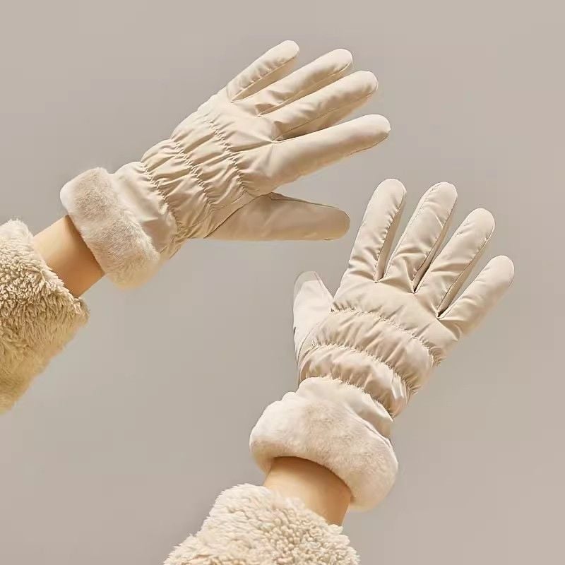 Дамски памучни ръкавици с поларена подплата, удебелени, водоустойчиви, сензорен екран, за колоездене и ски