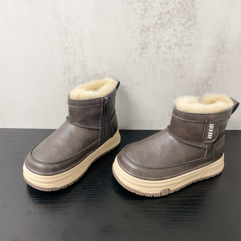 Botosei de iarnă pentru copii, patchwork, călduroase și confortabile, suprafața: super fibră, talpă din cauciuc, unisex, vârste 4–16 ani, stil de relaxare, iarnă 2025