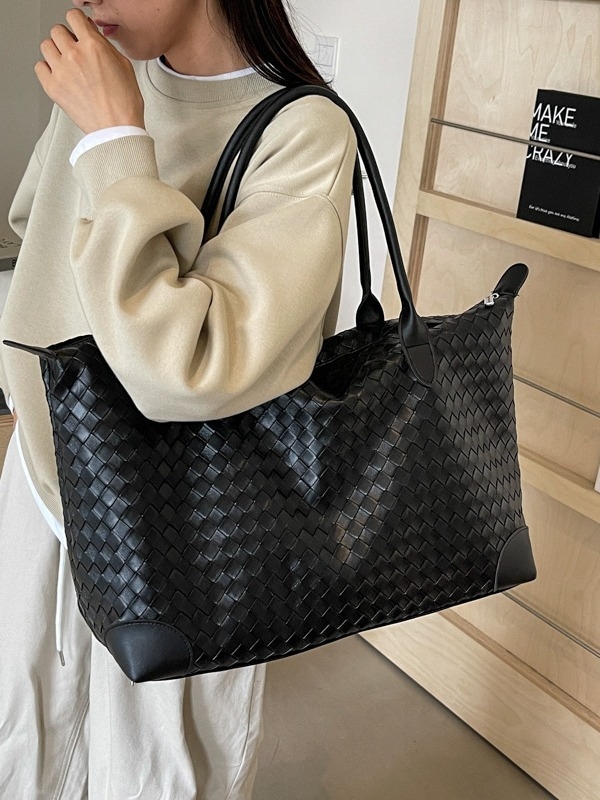 Torba Tote za žene s velikim kapacitetom, PU materijal, korejskog stila, gradski trend, zatvaranje na zip, poliester podstava, vodoravni četvrtastog oblika, jedna naramenica