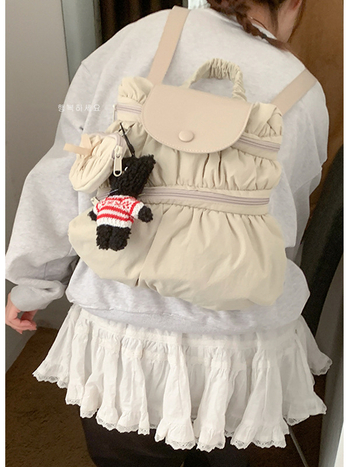 Ženski najlonski ruksak s poklopcem, zatvarač, unutarnja džep sa zatvaračem, Zima 2024