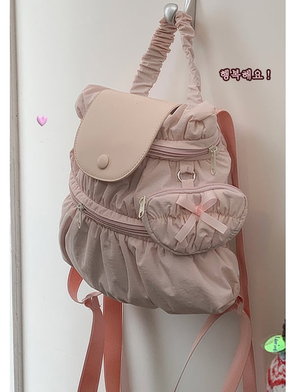 Дамска найлонова раница с капак, цип за затваряне, вътрешен джоб с цип, Зима 2024