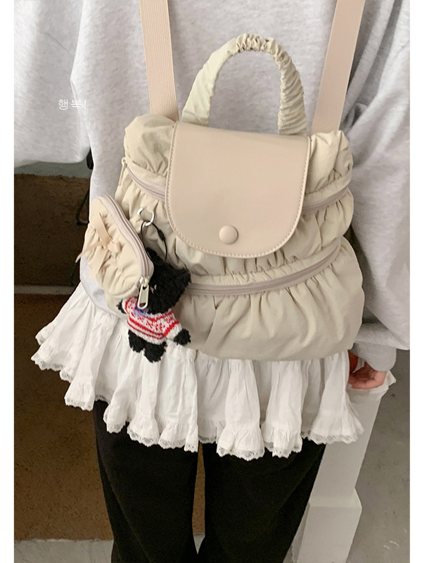 Ženski najlonski ruksak s poklopcem, zatvarač, unutarnja džep sa zatvaračem, Zima 2024